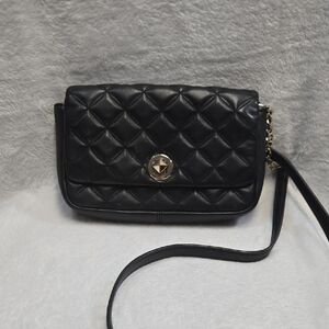 Kate Spade Natalia Black Quilted Leather Turnlock Shoulder Bag